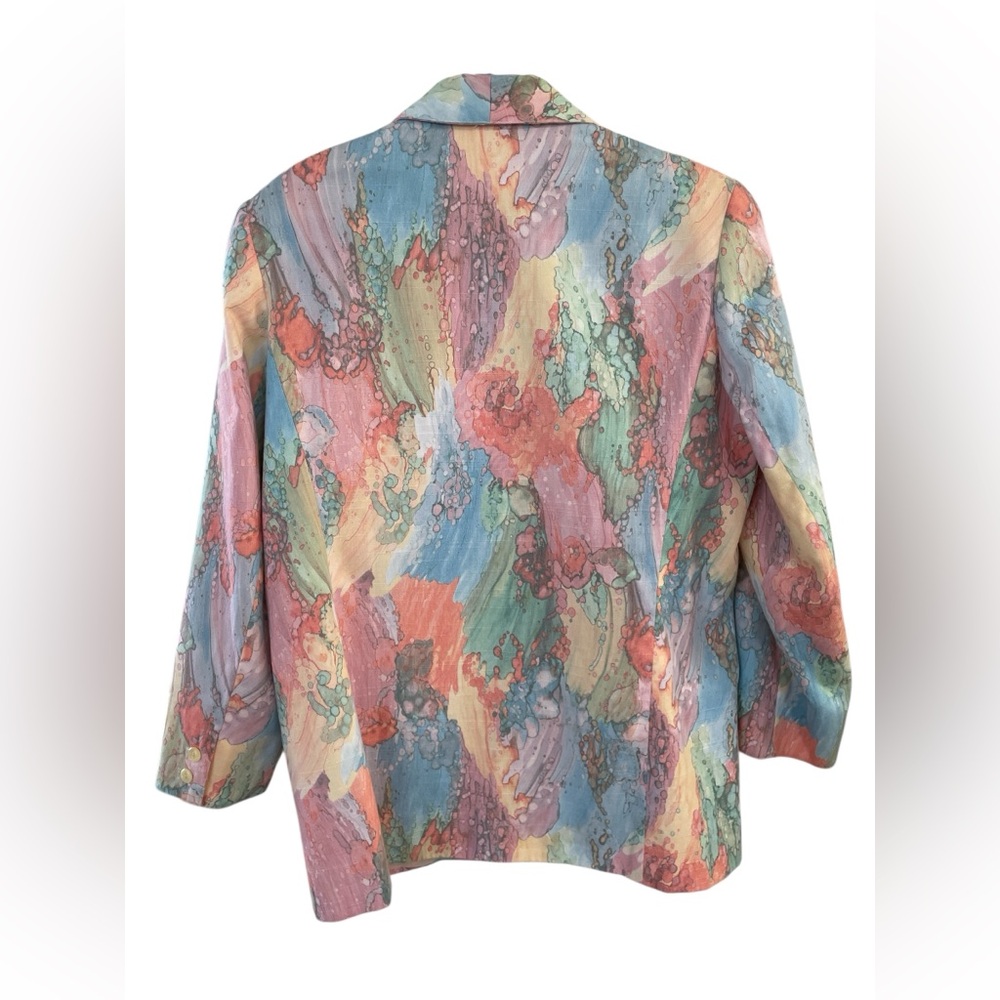 Vintage Patchington Watercolor Blazer 90s Art Teacher Gallery Dopamine Jacket - Picture 3 of 4